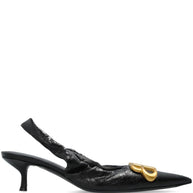 Balenciaga Monaco Leather Slingback Pumps - Black