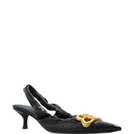 Balenciaga Monaco Leather Slingback Pumps - Black