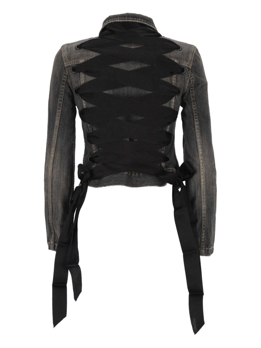 Balenciaga  Lace-up Denim Jacket - Grey