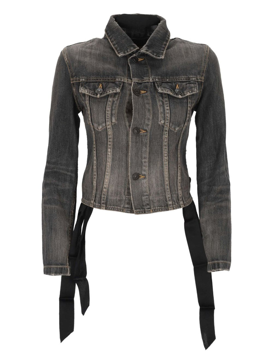 Balenciaga  Lace-up Denim Jacket - Grey