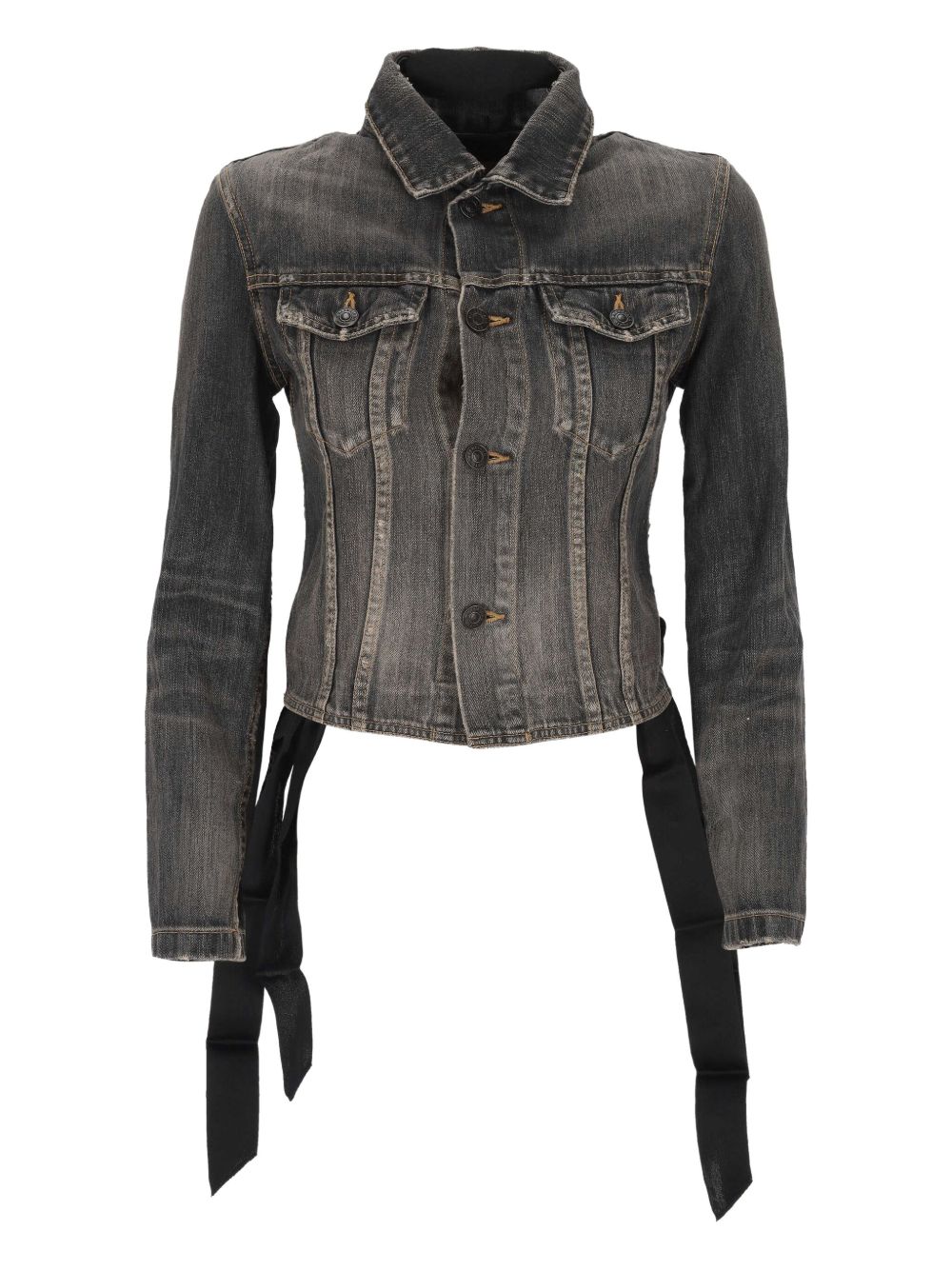 Balenciaga  Lace-up Denim Jacket - Grey