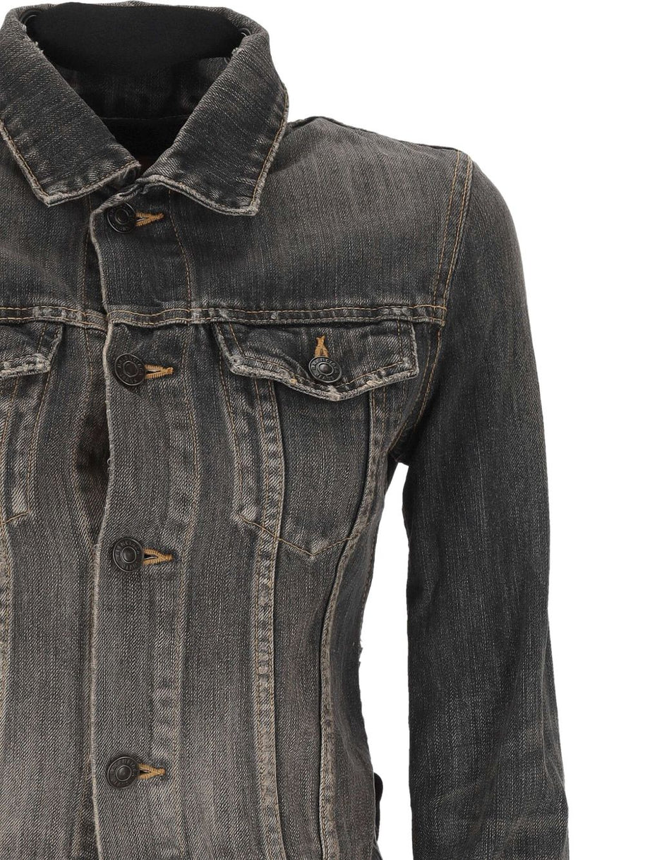 Balenciaga  Lace-up Denim Jacket - Grey