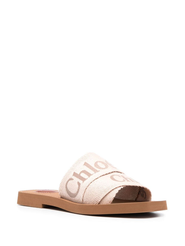 Chloé Logo Slide Sandals - Beige