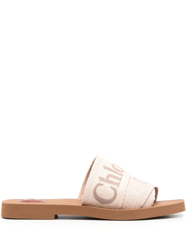 Chloé Logo Slide Sandals - Beige