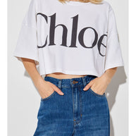 Chloé Logo Cotton Cropped T-shirt - White