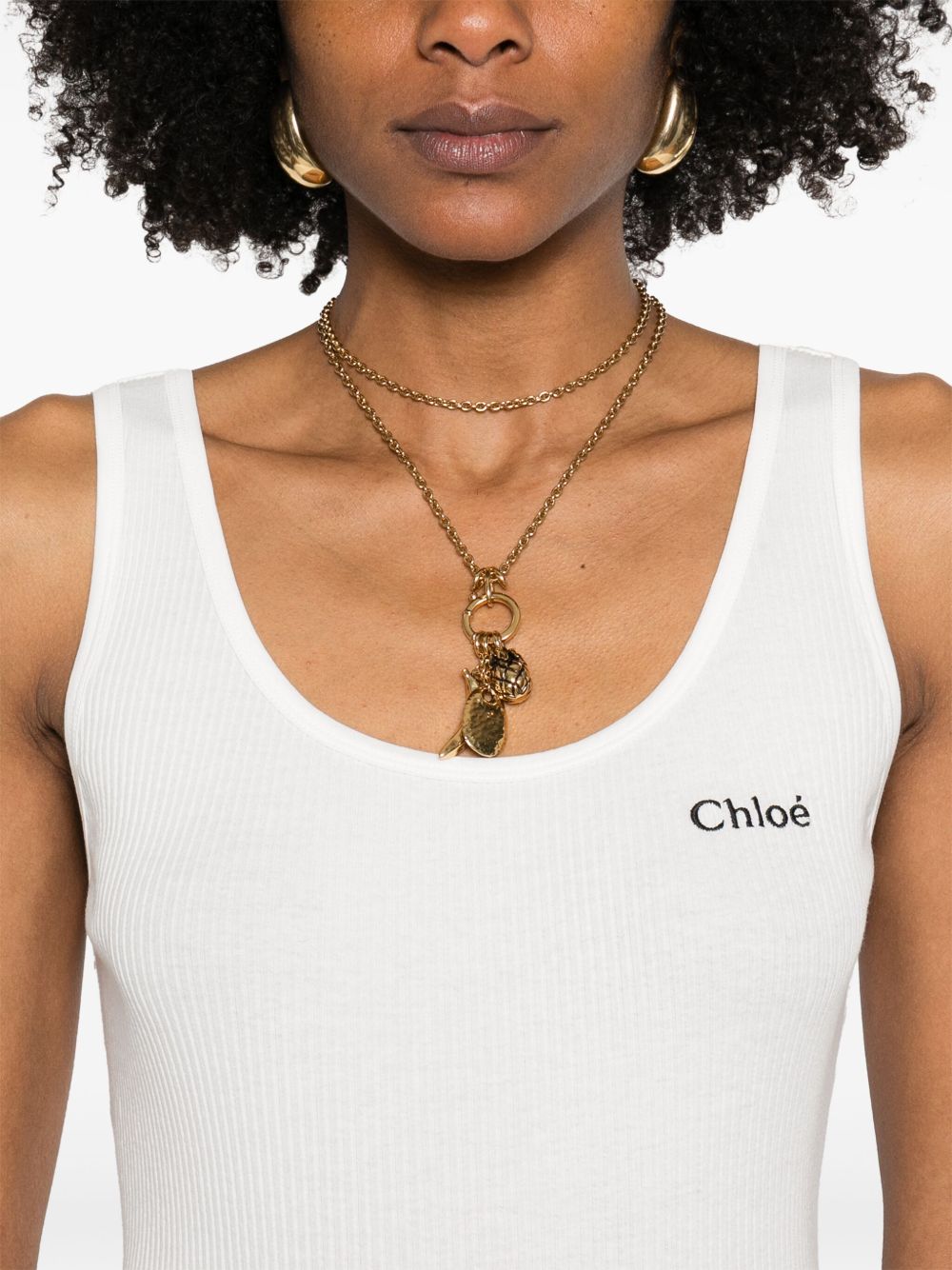 Chloé Chloè Logo Cotton Tank Top White