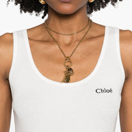 Chloé Chloè Logo Cotton Tank Top White