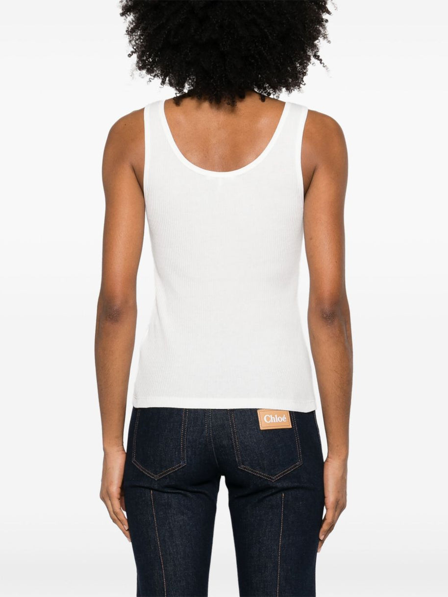 Chloé Chloè Logo Cotton Tank Top White