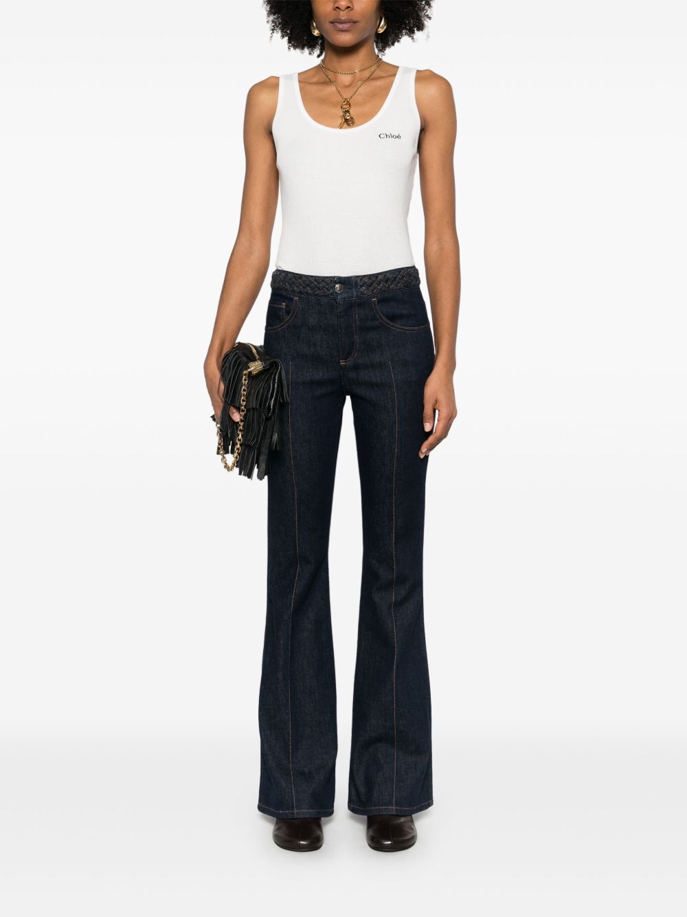 Chloé Chloè Logo Cotton Tank Top White
