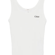 Chloé Chloè Logo Cotton Tank Top White