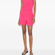 Tory Burch Logo Cotton Shorts - Fuchsia