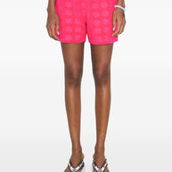 Tory Burch Logo Cotton Shorts - Fuchsia