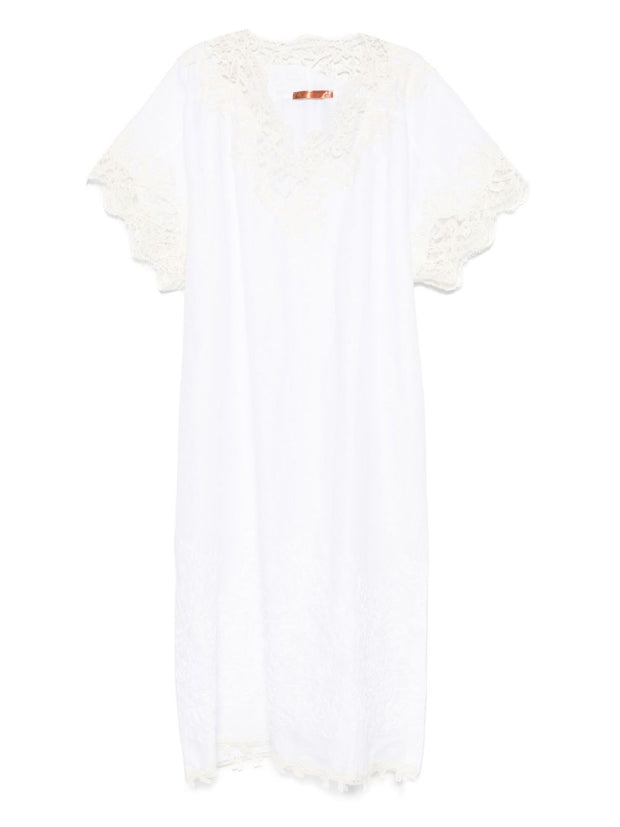 Ermanno Scervino Linen Long Kaftan - White