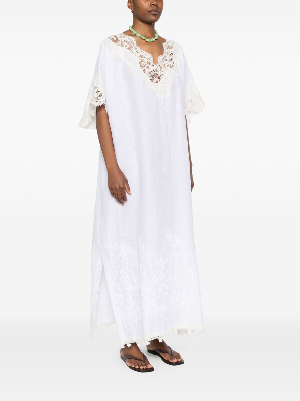 Ermanno Scervino Linen Long Kaftan - White