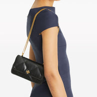 Tory Burch Kira Diamond Mini Leather Shoulder Bag - Black