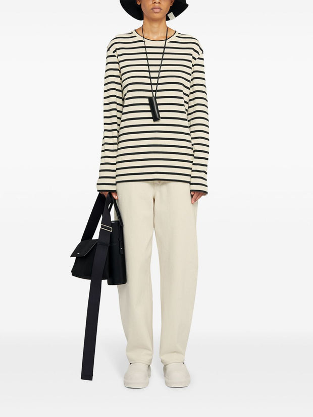 JIL SANDER PLUS Striped Cotton T-shirt - White