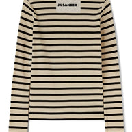 JIL SANDER PLUS Striped Cotton T-shirt - White