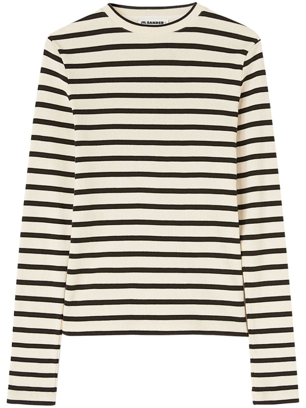 JIL SANDER PLUS Striped Cotton T-shirt - White