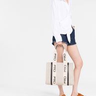 Chloé Woody Canvas Medium Tote Bag