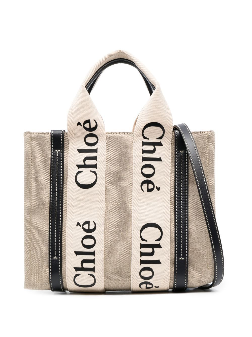 Chloé Woody Mini Linen Tote Bag