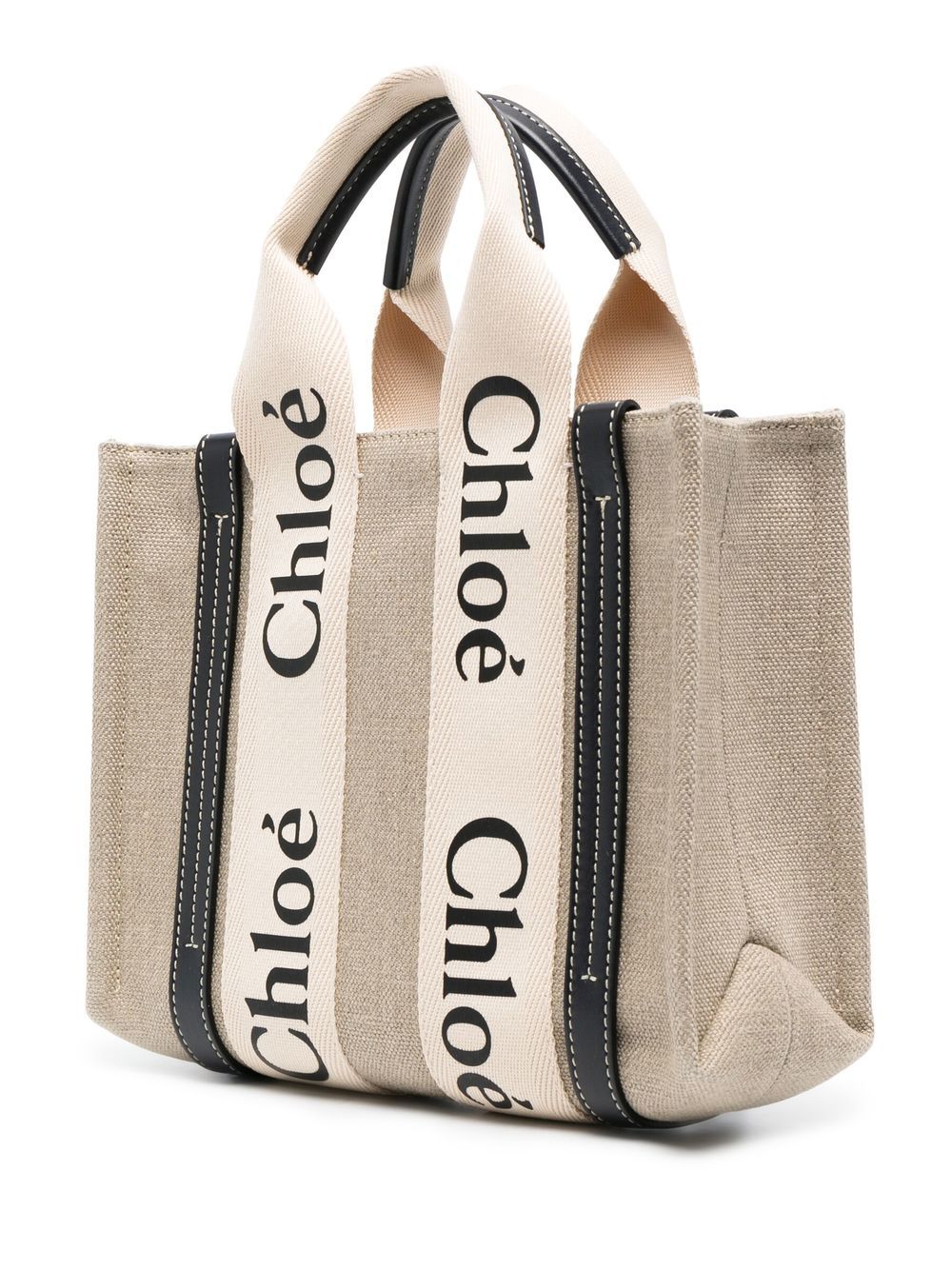 Chloé Woody Mini Linen Tote Bag