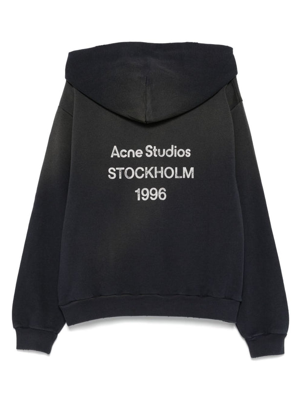 Acne Studios Logo Cotton Hoodie - Black