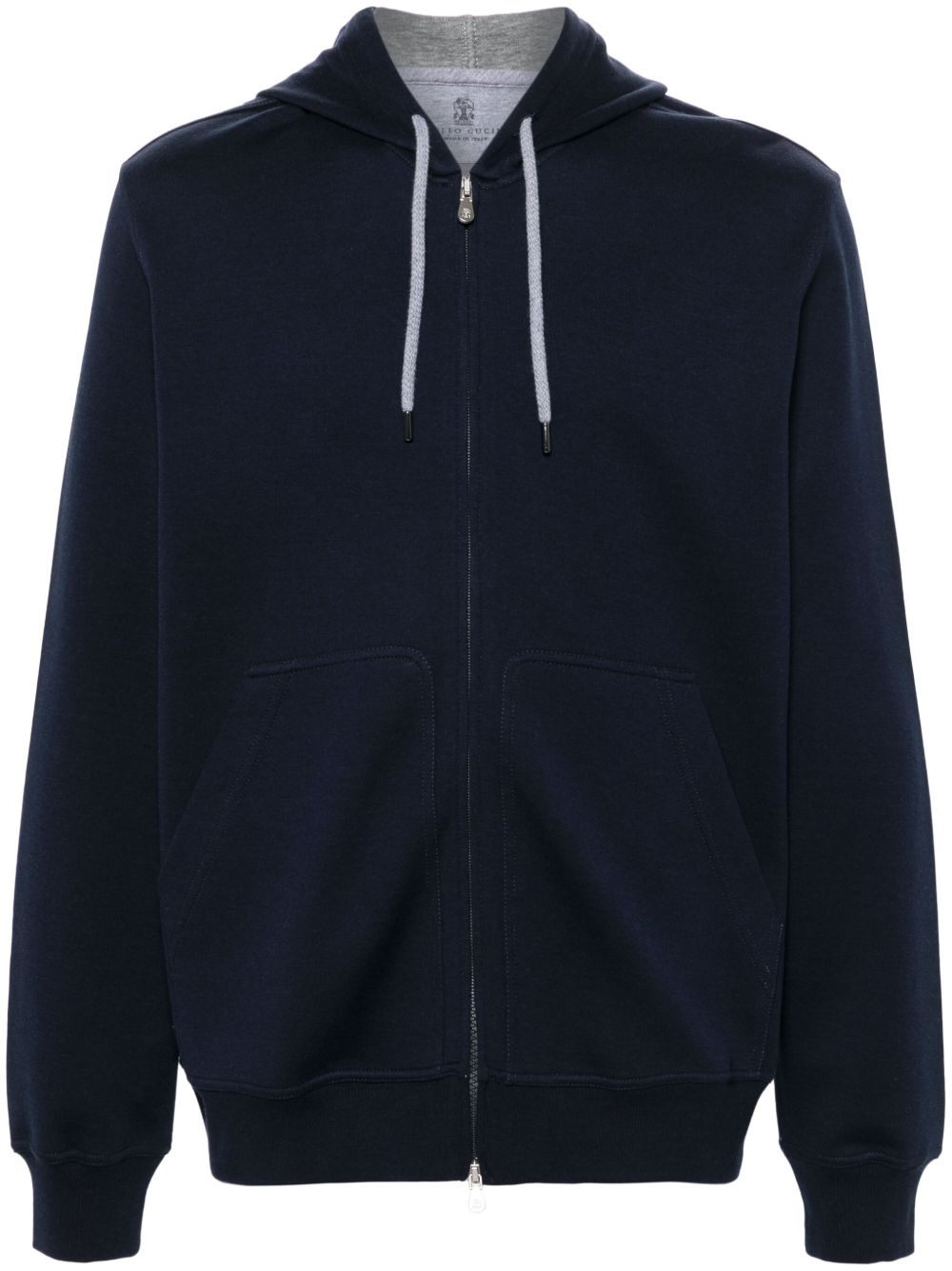 Brunello Cucinelli Cotton Blend Zipped Hoodie - Blue