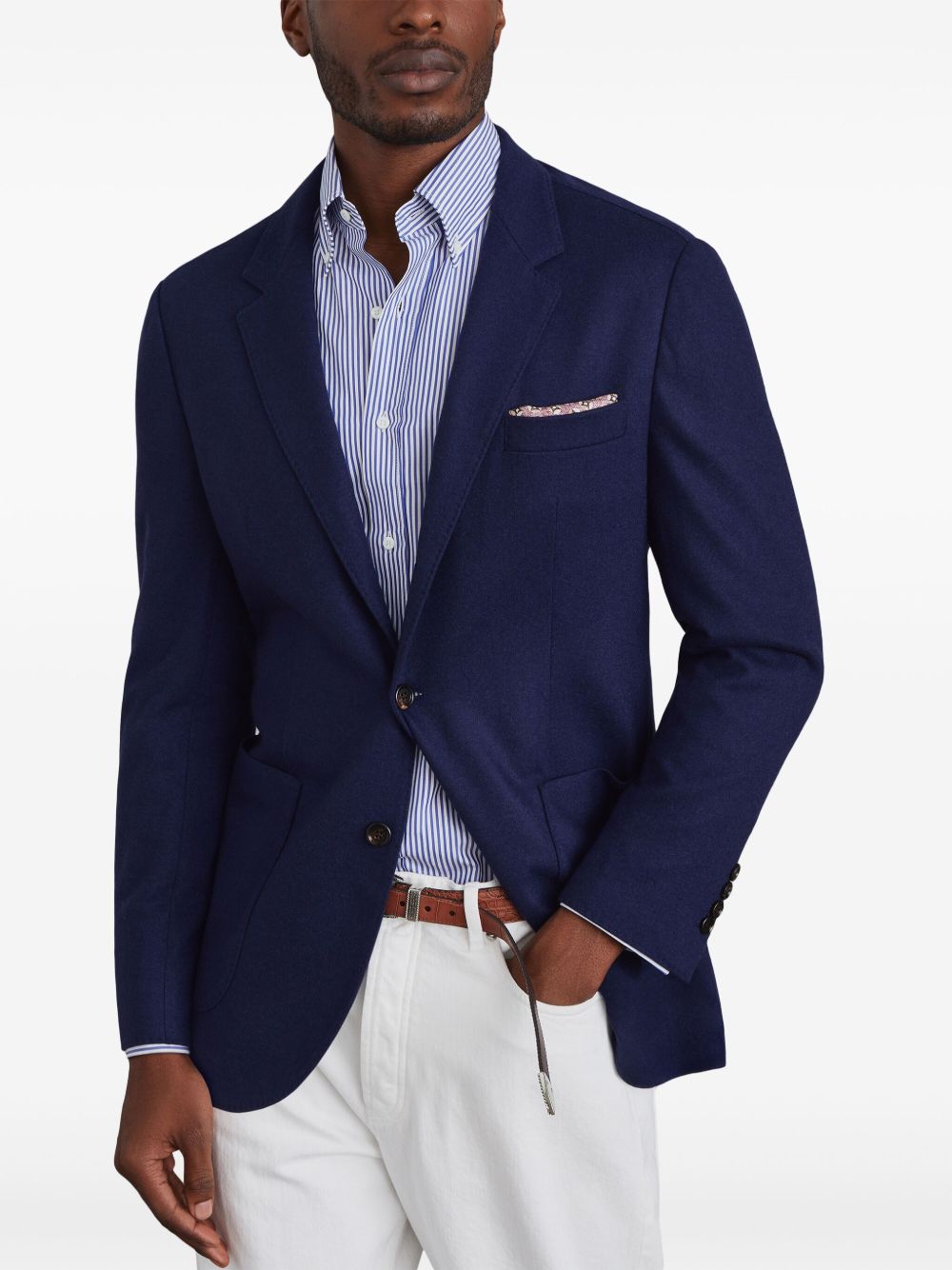 Brunello Cucinelli Cashmere Single-breasted Jacket Blue