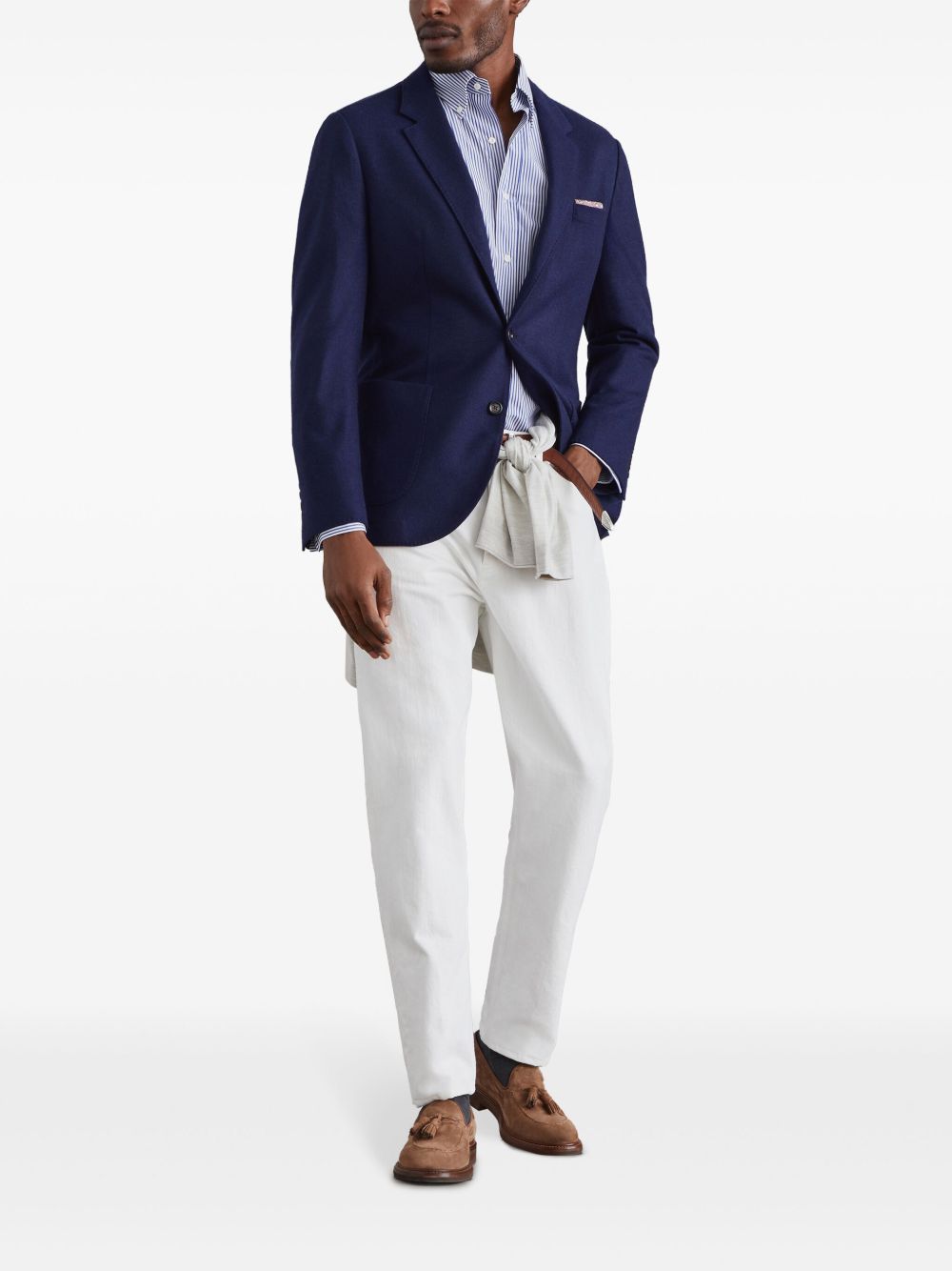 Brunello Cucinelli Cashmere Single-breasted Jacket Blue