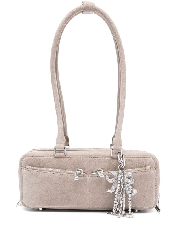 Self-portrait Suede Baguette Shoulder Bag - Grey