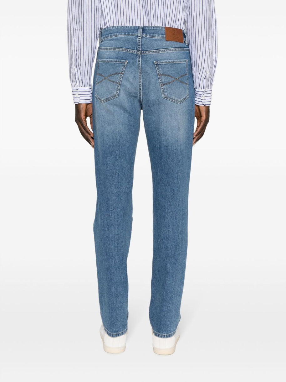 Brunello Cucinelli Slim Denim Cotton Jeans - Clear Blue