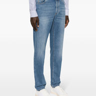 Brunello Cucinelli Slim Denim Cotton Jeans - Clear Blue