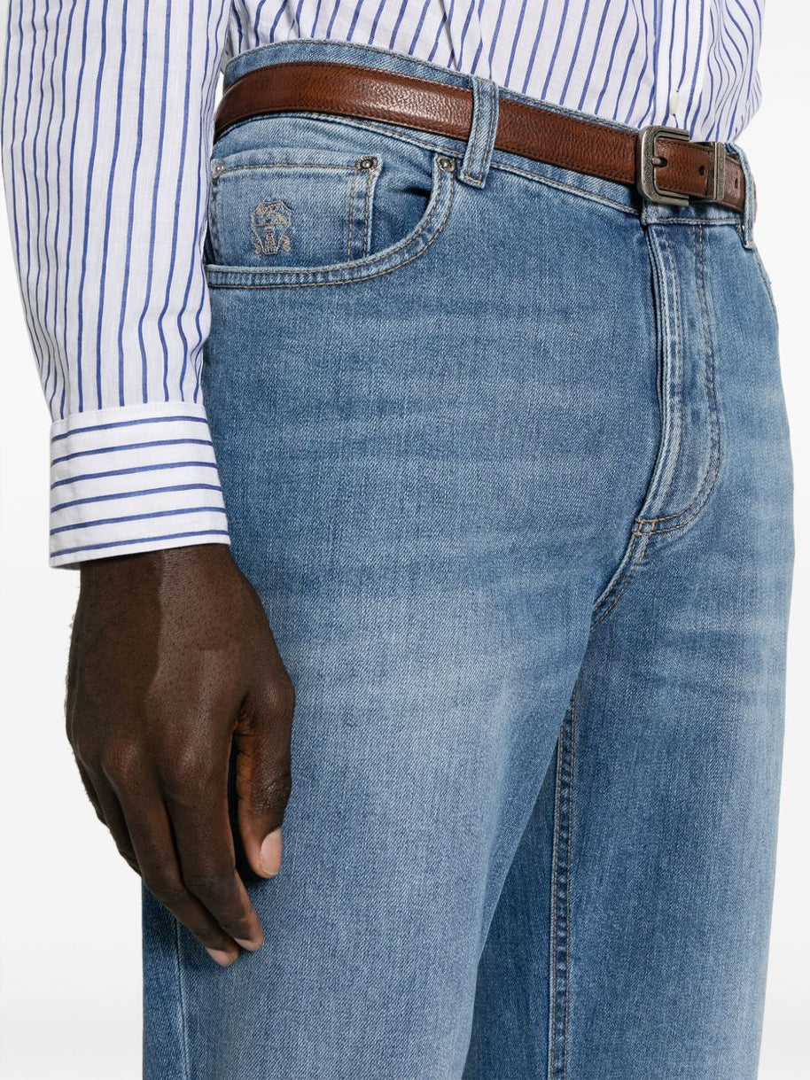 Brunello Cucinelli Slim Denim Cotton Jeans - Clear Blue