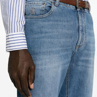 Brunello Cucinelli Slim Denim Cotton Jeans - Clear Blue