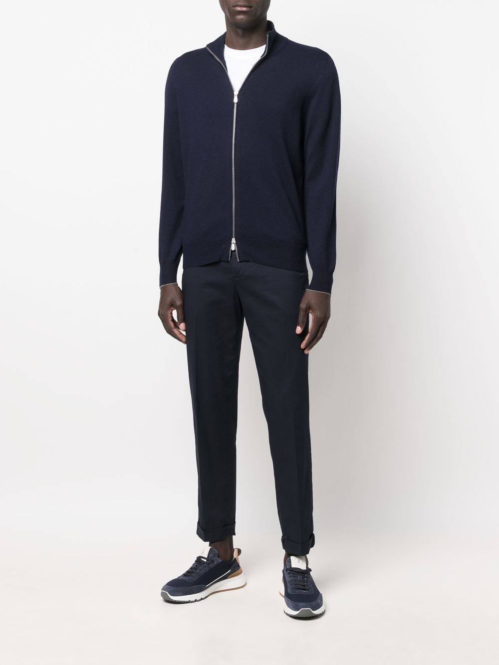 Brunello Cucinelli Cashmere Zipped Cardigan Blue