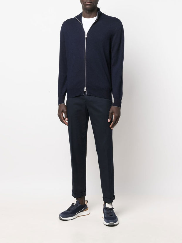 Brunello Cucinelli Cashmere Zipped Cardigan - Blue