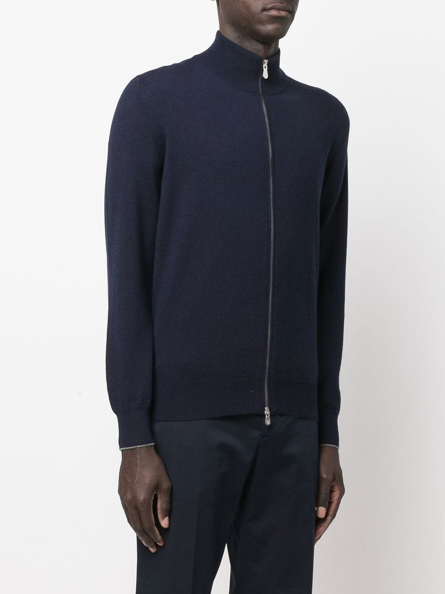 Brunello Cucinelli Cashmere Zipped Cardigan - Blue
