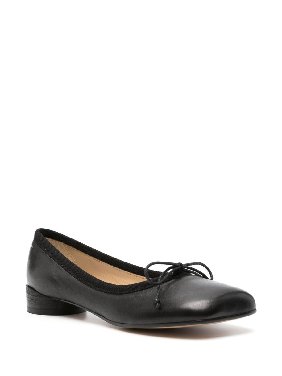 MM6 Maison Margiela Leather Ballet Flats - Black