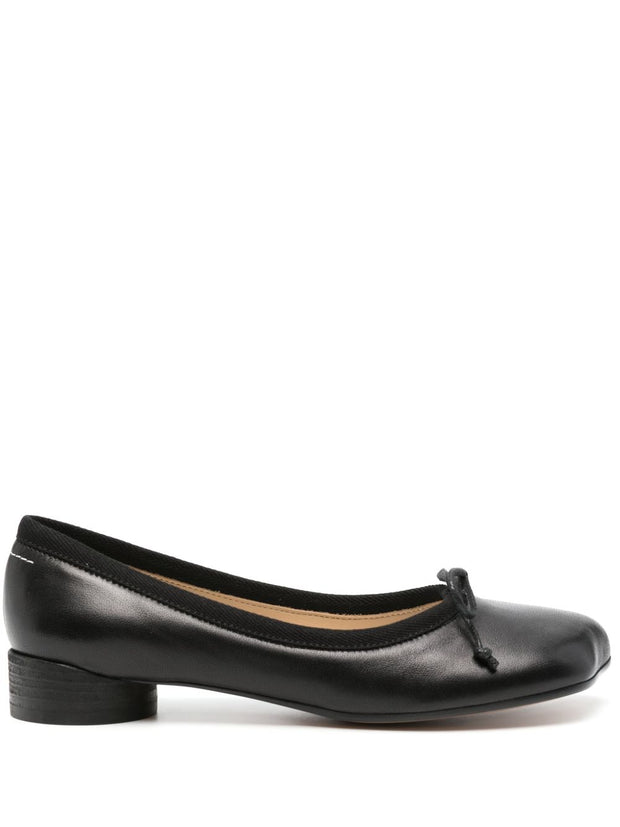 MM6 Maison Margiela Leather Ballet Flats - Black