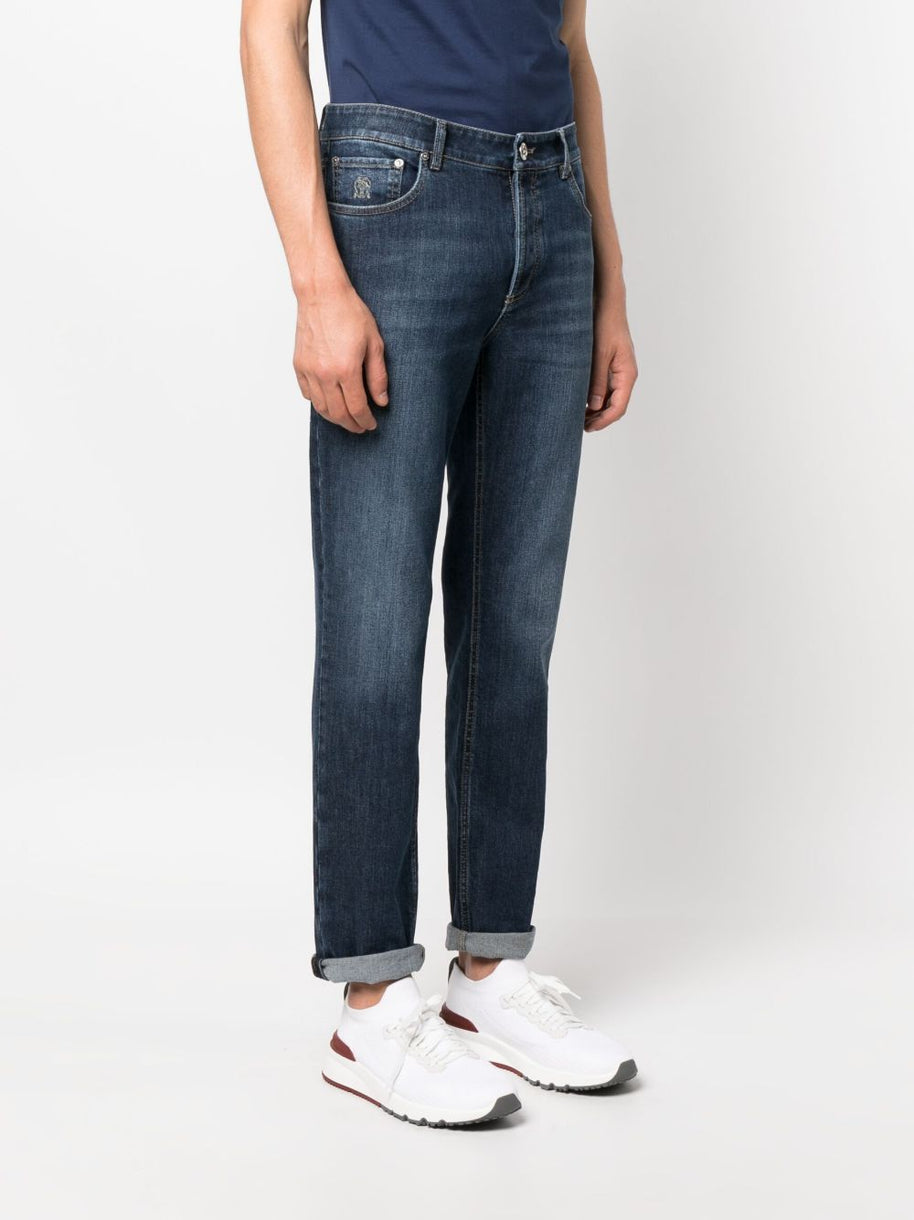 Brunello Cucinelli Slim Denim Cotton Jeans - Blue