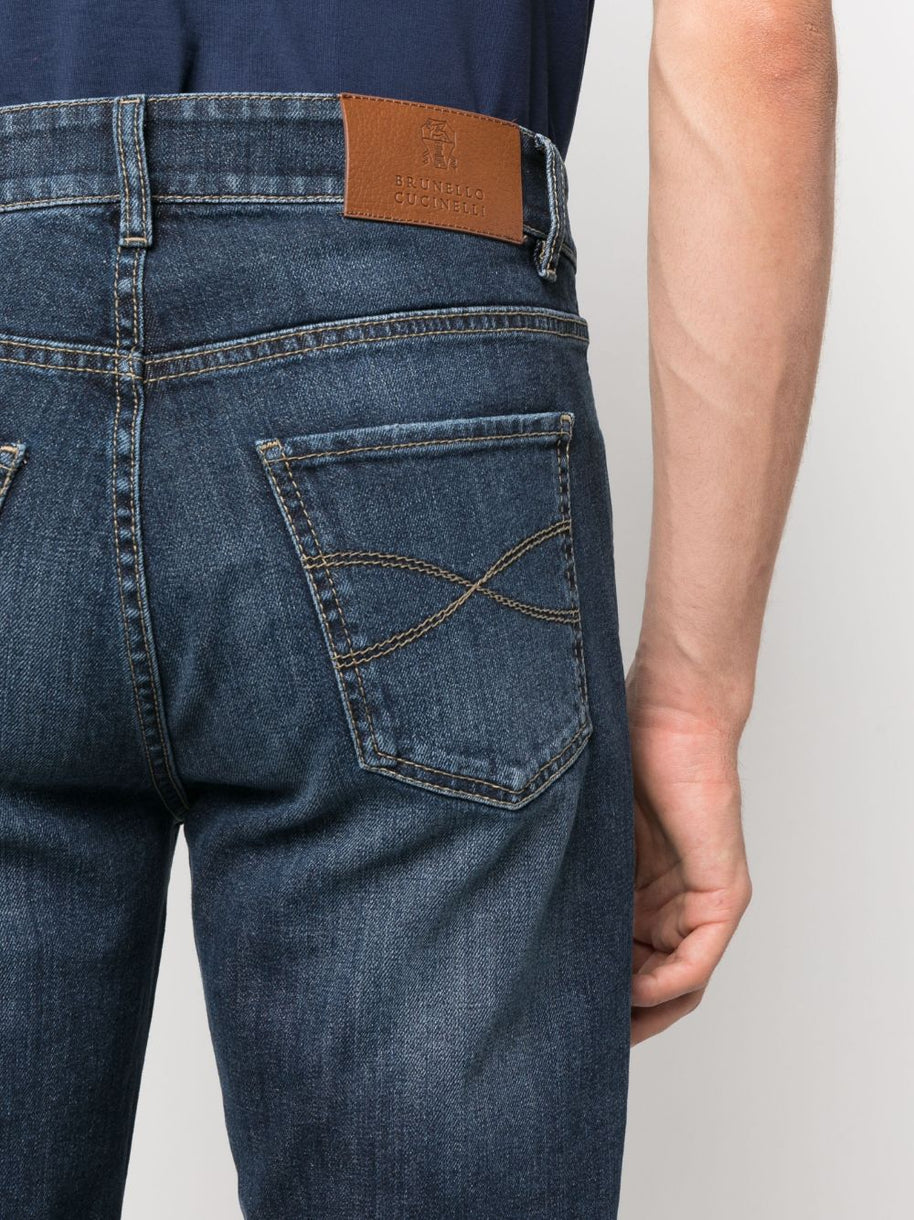 Brunello Cucinelli Slim Denim Cotton Jeans - Blue