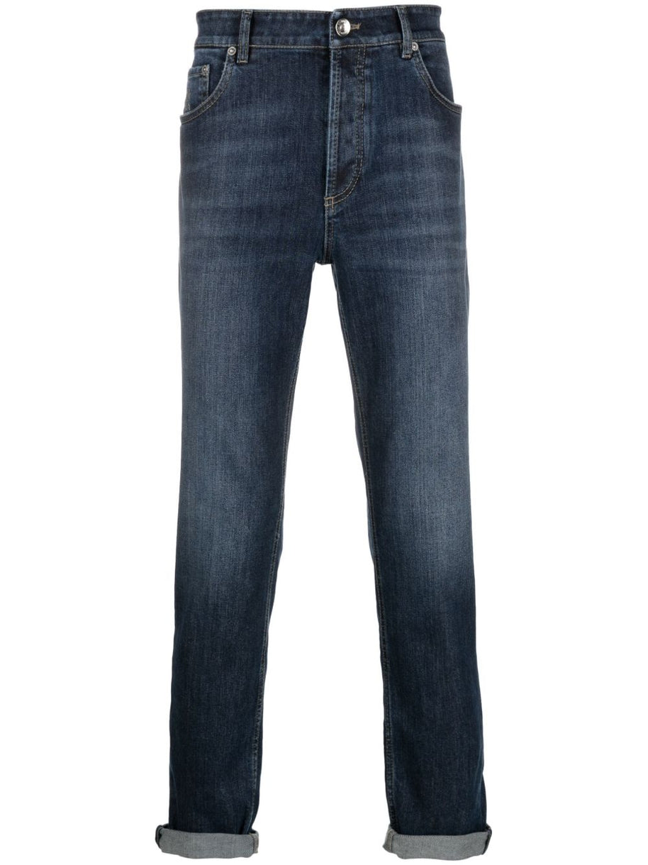 Brunello Cucinelli Slim Denim Cotton Jeans - Blue