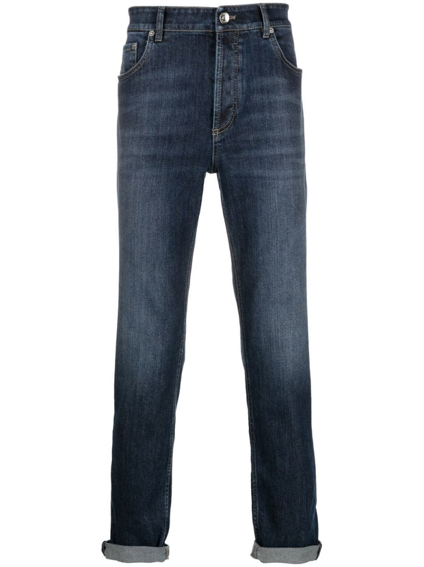 Brunello Cucinelli Slim Denim Cotton Jeans - Blue
