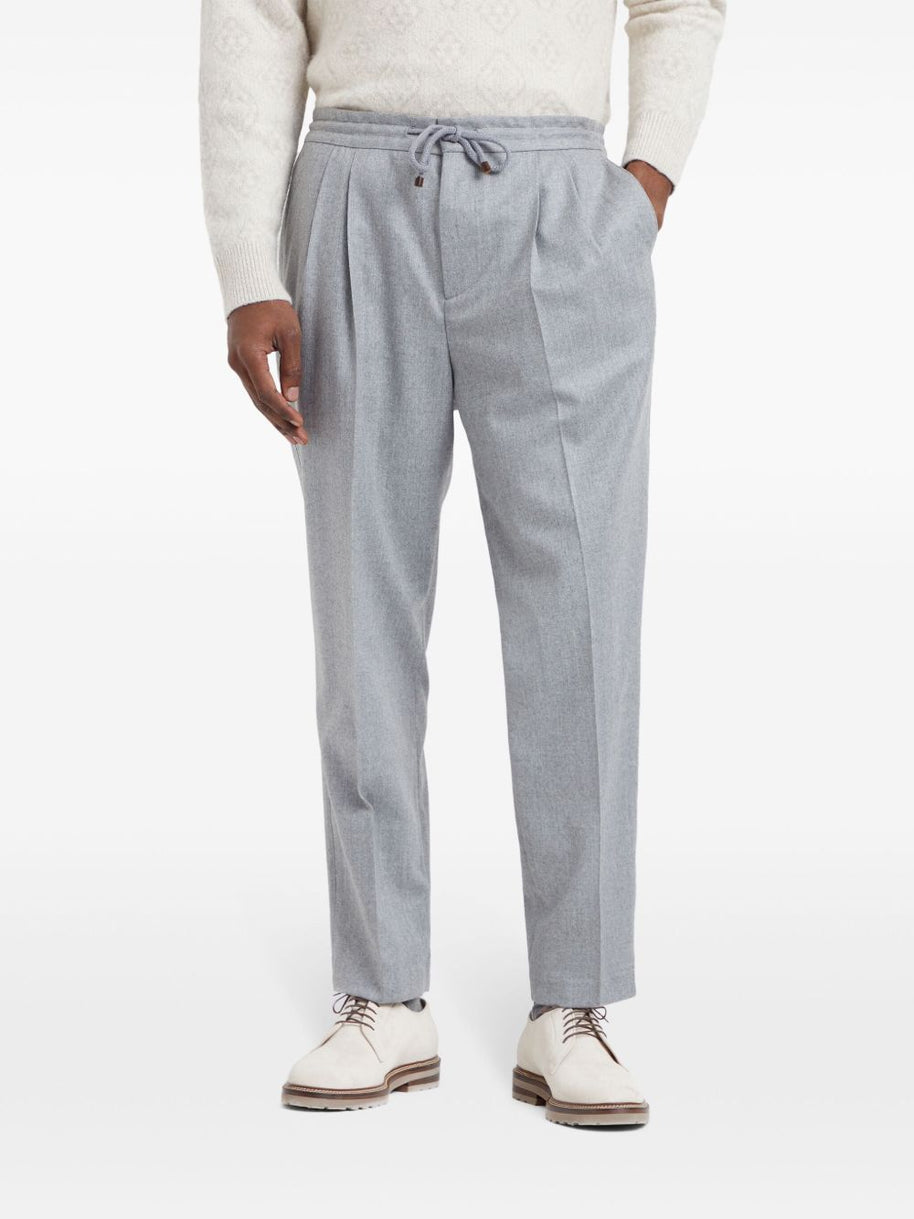 Brunello Cucinelli Wool Trousers - Light Grey
