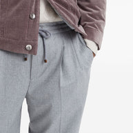 Brunello Cucinelli Wool Trousers - Light Grey