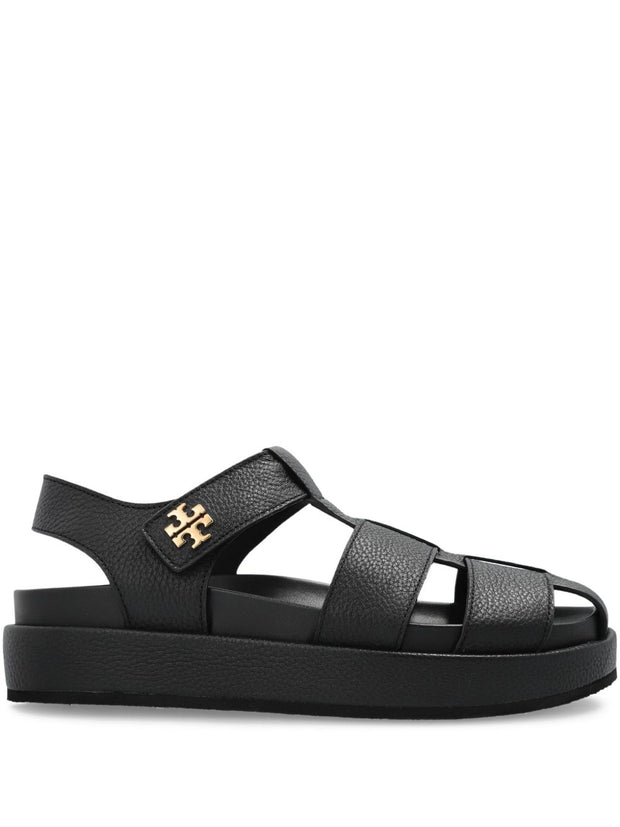 Tory Burch Kira Fisherman Sport Leather Sandals - Black