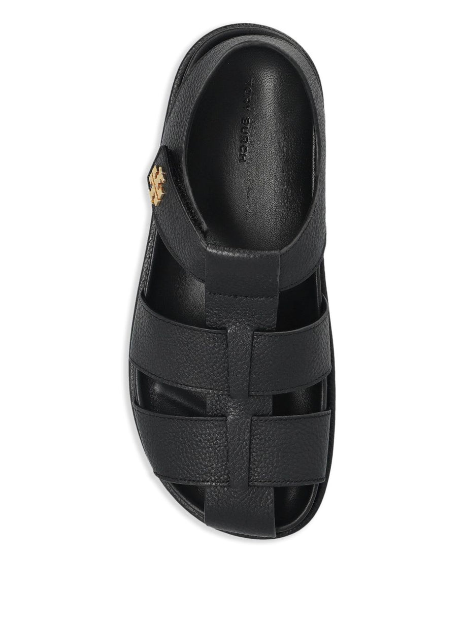 Tory Burch Kira Fisherman Sport Leather Sandals - Black