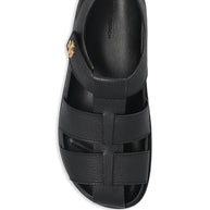 Tory Burch Kira Fisherman Sport Leather Sandals - Black