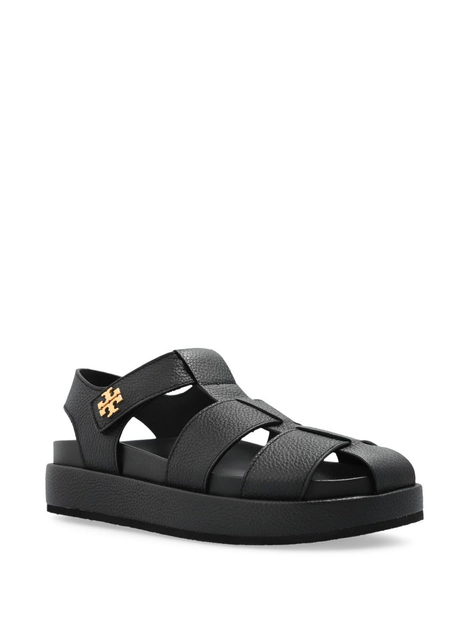 Tory Burch Kira Fisherman Sport Leather Sandals - Black