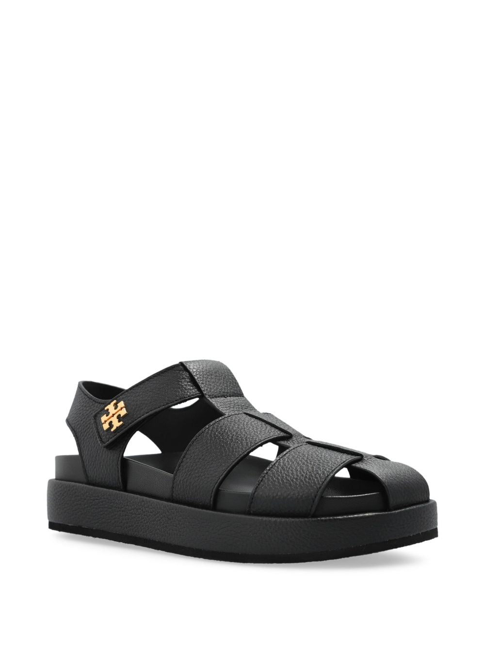 Tory Burch Kira Fisherman Sport Leather Sandals - Black